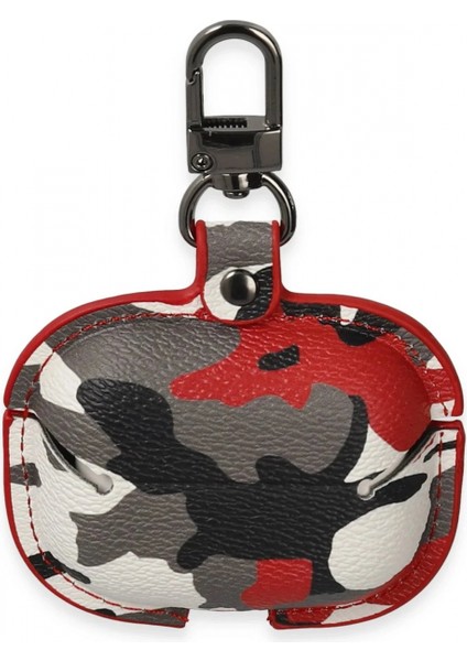 Airpods 3 (3.nesil) Çanta Kamuflaj Deri Kılıf - Kırmızı fiyatları