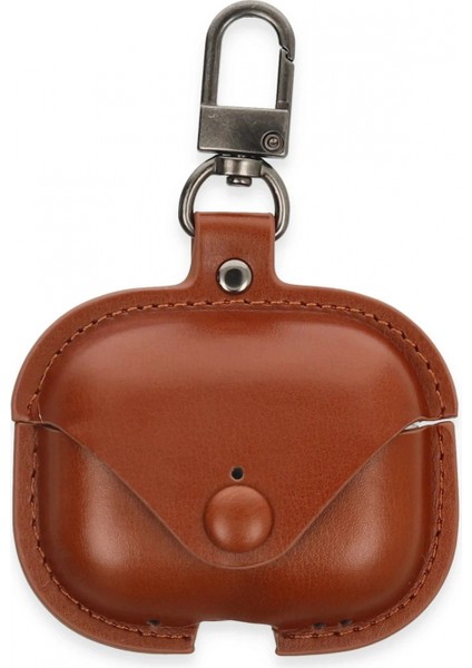 Airpods Pro 2 (2.nesil) Çanta Deri Kılıf - Taba