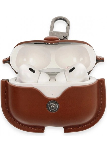 Airpods Pro 2 (2.nesil) Çanta Deri Kılıf - Taba modelleri