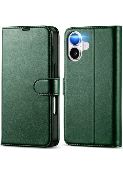 iPhone 17 Kılıf 360 Tam Kaplar Deri Dokulu Kapaklı Cüzdan Standlı Kartvizitli Kopçalı