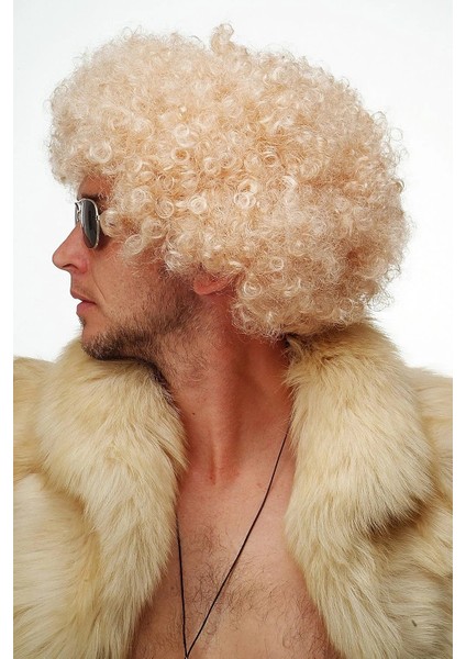 Altın Renk Kıvırcık Afro Parti Peruğu fırsatları