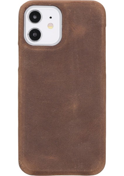 Apple iPhone 12 Pro Uyumlu Deri Arka Kapak F360 G2 Antik Kahve