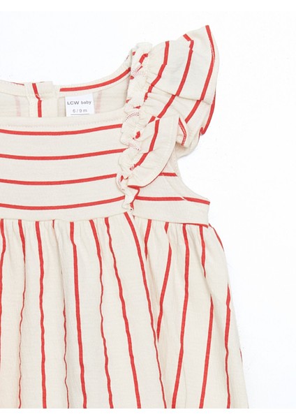 Yeni Sezon Arkası Düğmeli Çizgili Interlok Kız Bebek Elbise fiyatları