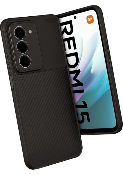 CPT83 Xiaomi Redmi 15 4g Auto Focus Karbon Kapak - Siyah modelleri