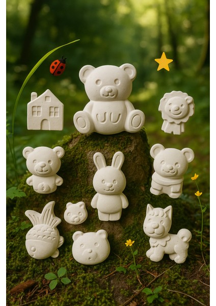 10 Parça Mini Alçı Boyama Seti