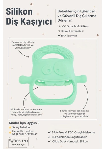 Açık Yeşil Bebek Silikon Diş Kaşıyıcı modelleri