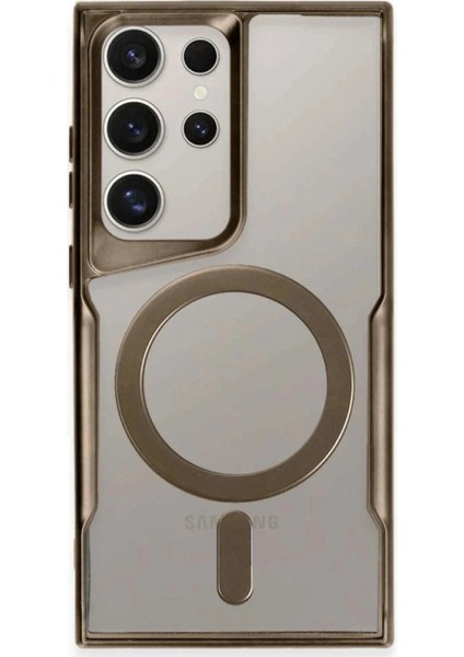 Ieg Samsung Galaxy S23 Ultra Kılıf Boyi Magsafe Silikon Kapak - Kahverengi