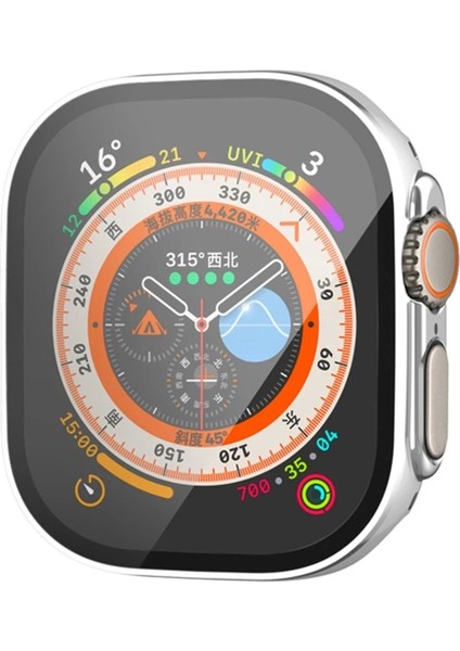CPT83 Apple Watch Ultra 49MM Legend Camlı Kasa Ekran Koruyucu - Gümüş