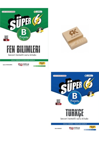 Nitelik 6. Sınıf Süper Fen Bilimleri ve Türkçe (B) Beceri Temelli Soru Bankası + Telefon Standı