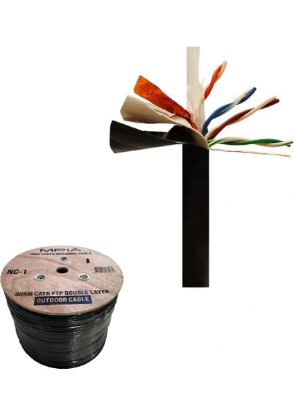 305 Metre / 0.57MM Cat6 Ftp Çift Katmanlı Dış Ortam Internet Kablosu