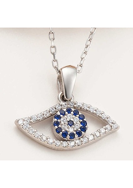 925 Ayar Gümüş Nazarlı Göz Kadın Kolye T7967 (972972)