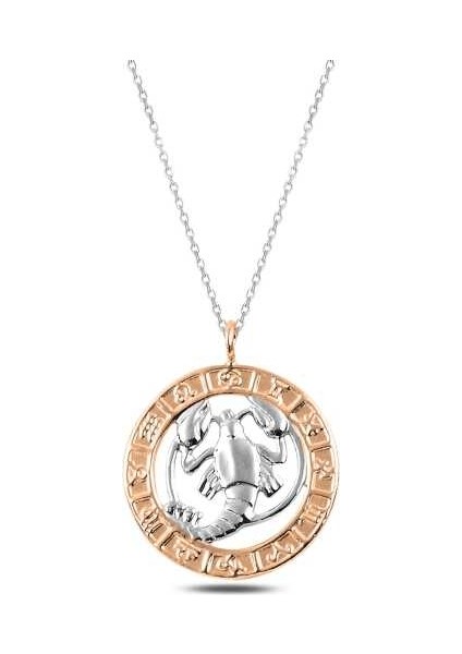 925 Ayar Gümüş Rose Yengeç Burcu Kadın Gümüş Kolye T4912 (972972)