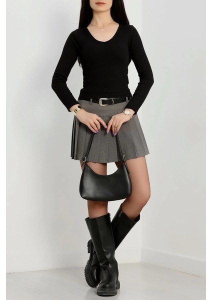 V Yaka Kaşkorse Bluz Siyah A3699 indirimleri