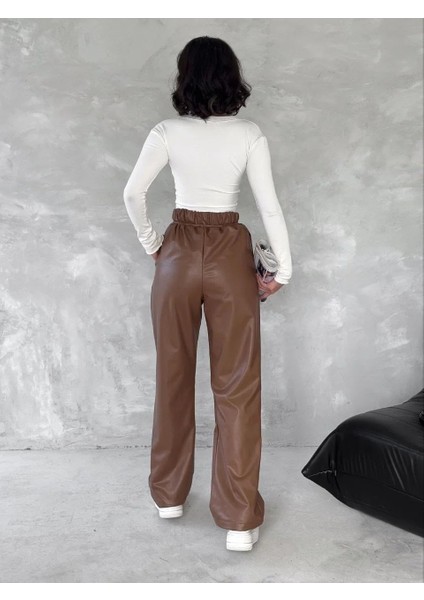 Kendinden Ince Kemerli Deri Pantolon Kahve T1178 fırsatları