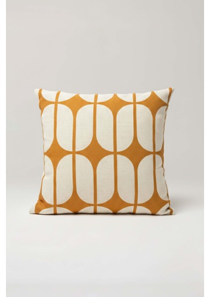 Amber Grid – Turuncu Beyaz Bauhaus Desenli Kırlent Kılıfı 45X45 cm