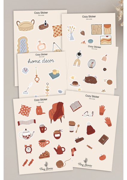Cozy Temalı Sticker Seti - 6 Adet / Ajanda, Defter,bullet Journal,scrapbook