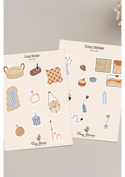 Cozy Temalı Sticker Seti - 6 Adet / Ajanda, Defter,bullet Journal,scrapbook modelleri