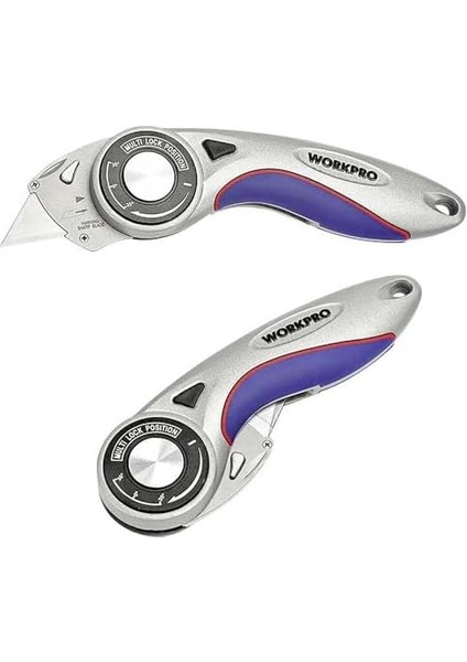 WP211013 Ağır Hizmet Alüminyum Gövde Açı Ayarlı Katlanır Rötuş Bıçağı + 5 Adet Yedek Bıçak