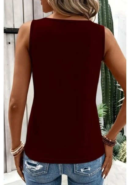 Çift Askılı Halka Detaylı Viskon Bluz Bordo fiyatları