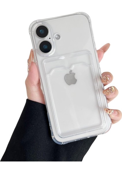 Apple iPhone 17 Kılıf Kartlıklı Anti Şok Korumalı Şeffaf Silikon Şeffaf Açık