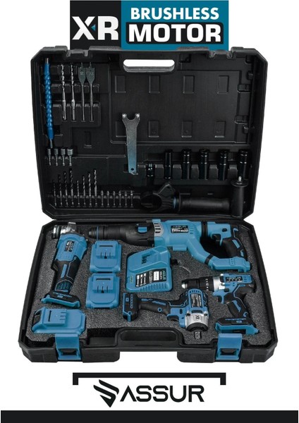 Assur Profesyonel 21V Akülü Somun Sıkma Sökme Matkap Taşlama Kırıcı Delici Hilti 4'lü Set modelleri