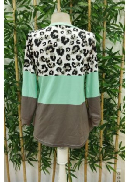 Uzun Kollu V Yakalı Leopar Baskılı Şardonlu Dalgıç Bluz Yeşil fırsatları