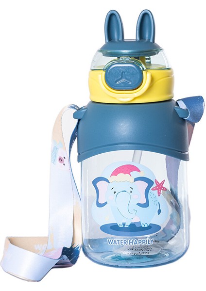 Pipetli Su Matarası 650 ml Mavi (4 Adet)