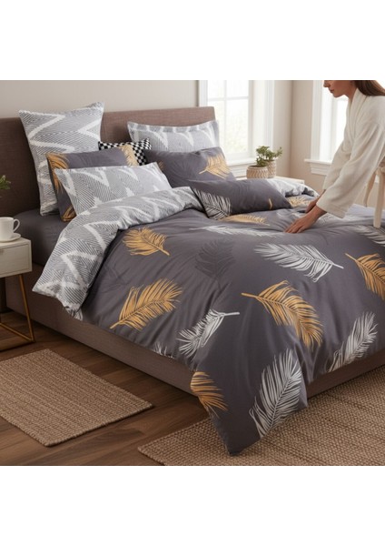 Nevresim Seti Çift Kişilik Olivia Altın-Gri Mature fırsatları