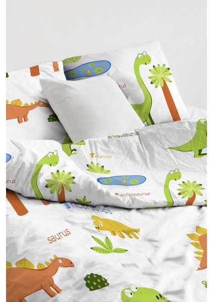 Junior Nevresim Seti Tek Kişilik Dinolar Beyaz fırsatları