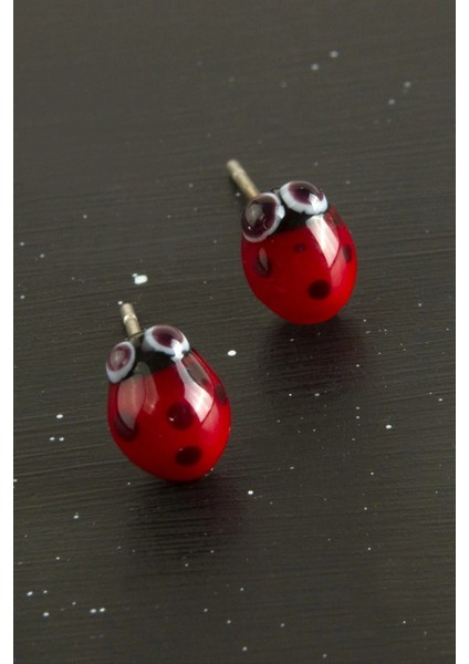 Uğur Böceği Cam Küpe