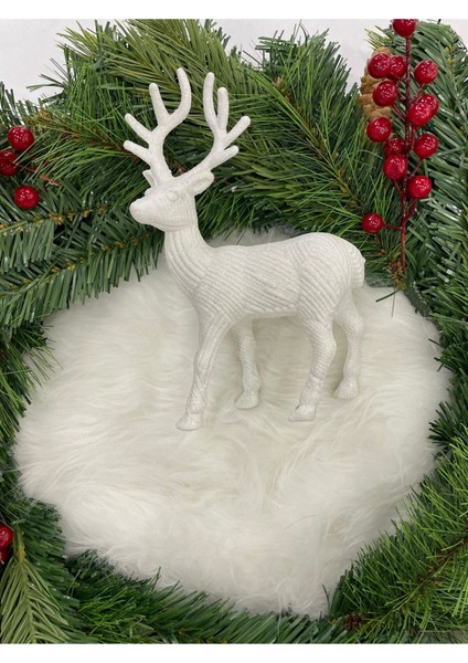 21CM Beyaz Geyik Figür, Şık Dekorasyon Ürünü, Doğal ve Zarif Tasarım