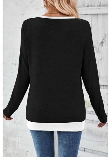 Uzun Kollu Düğmeli Yün Viskon Bluz - Siyah fiyatları