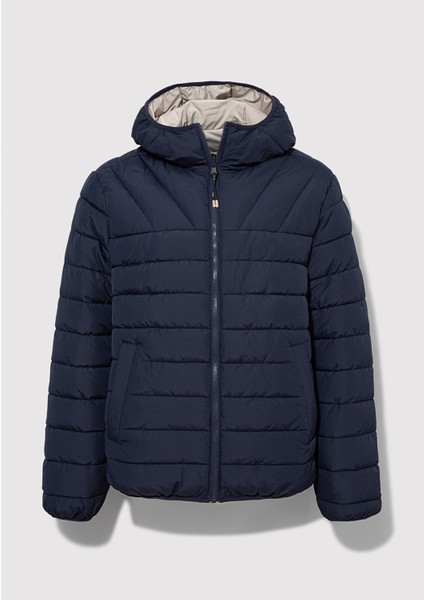 Çift Taraflı Kapüşonlu Lacivert Şişme Mont 0110449-80872