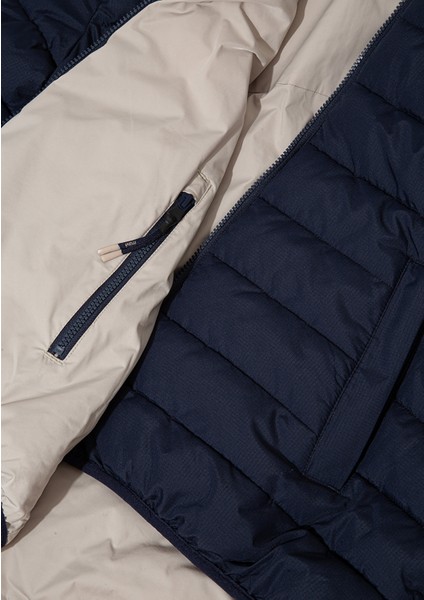 Çift Taraflı Kapüşonlu Lacivert Şişme Mont 0110449-80872