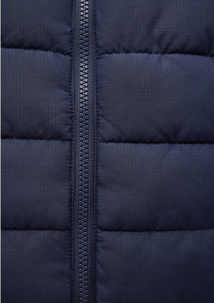 Çift Taraflı Kapüşonlu Lacivert Şişme Mont 0110449-80872