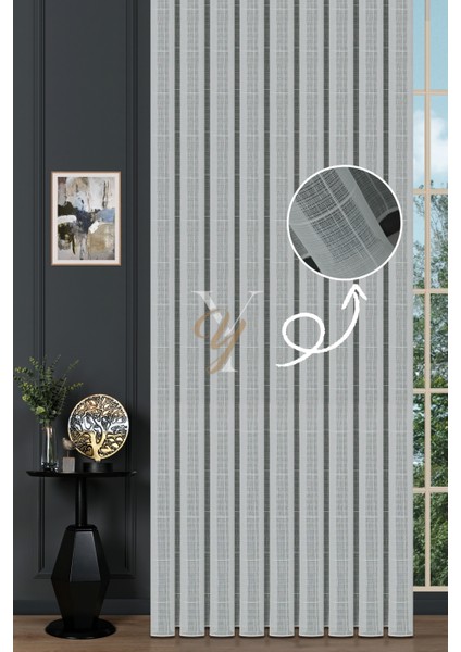 5504 Tül Perde V-01 Ekru