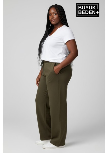Kadın Büyük Beden Rahat Kesim Lastikli Bel Paça Reçmeli Eşofman Altı SPR26EAK952 modelleri