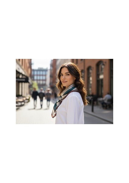 Renkli Çizgili Desenli Fular 70 x 70 modelleri