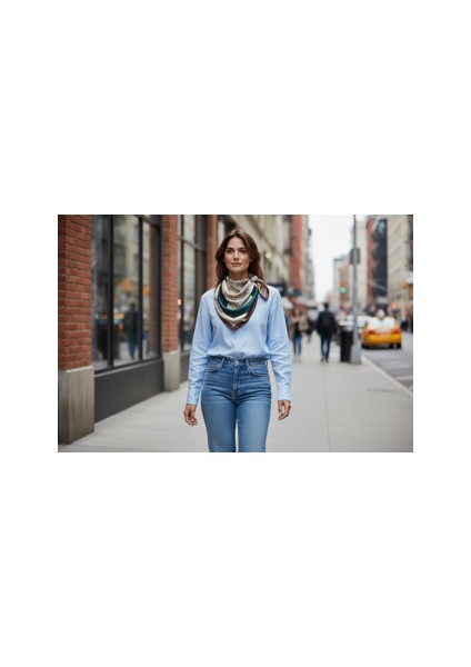 Renkli Çizgili Desenli Fular 70 x 70 fırsatları