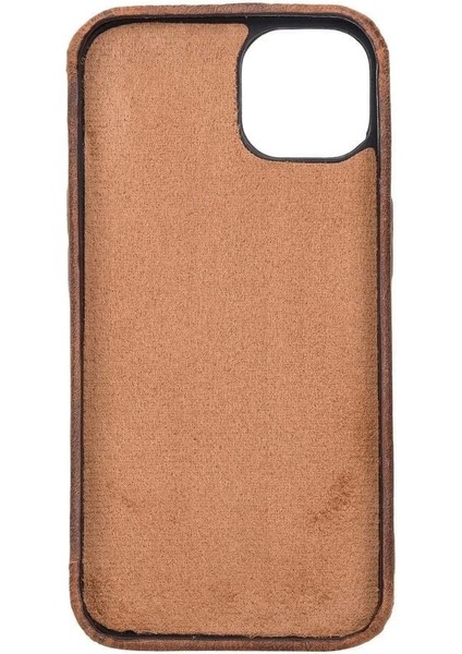 Apple iPhone 13 Mini Uyumlu Deri Arka Kapak Rock G2 Kahverengi modelleri