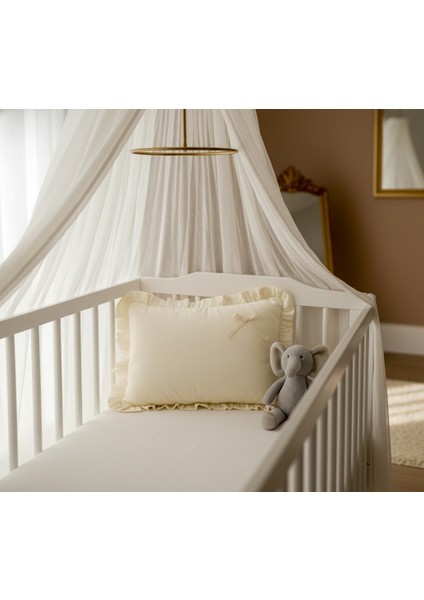 Lüks %100 Organik Pamuk, Fırfırlı, Bebek Yastık Kılıfı 35X45 cm