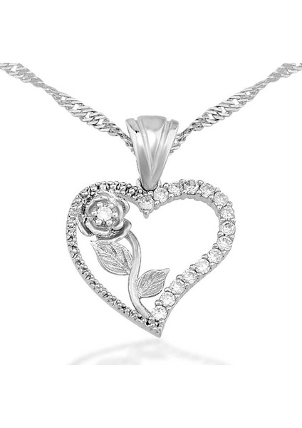 925 Ayar Gümüş Kalbimin Gülü Kadın Gümüş Kolye PND47138236 (972972)