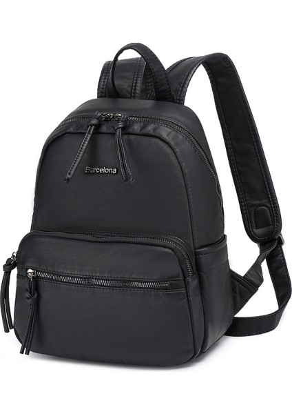 Barcelona Orta Boy Çok Cepli Yumuşak Tasarım Spor ve Günlük Kadın Sırt Çantası Siyah fiyatları