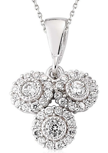 925 Ayar Gümüş Beyaz Taşlı Kadın Gümüş Kolye SET101104P (972972)