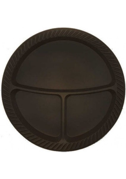 3 Bölmeli Plastik Tabak 25 Li Siyah