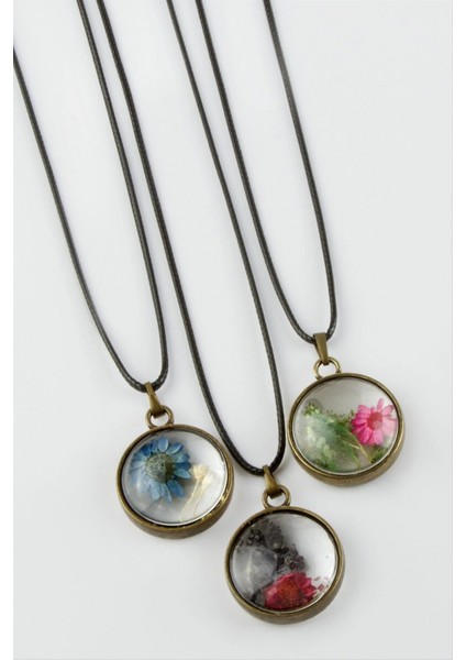 Ieg Karışık Renkli Çiçek Canlı Kolye