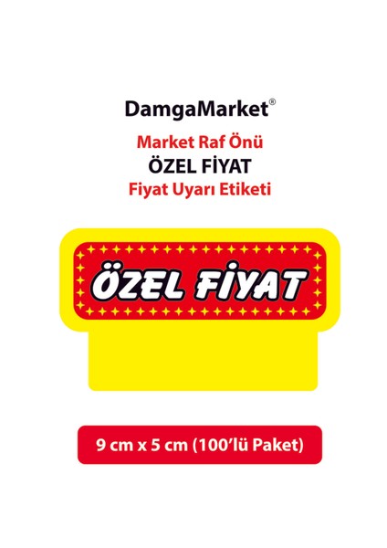 Market Raf Önü Özel Etiketi, Özel Etiketi, 9 cm x 5 Cm, Rafa Takılabilir, 100 Adet
