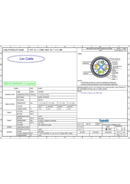 Cat6 30 Metre Saf Bakır F-Utp Iç Mekan Data Kablosu Awg 23 1/0.4tc Od:7.5mm Lszh Kullanıma Hazır fiyatları