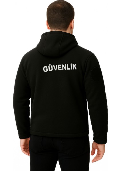 Nakış Işlemeli Önden Yazılı Erkek Kapşonlu Özel Güvenlik Polar