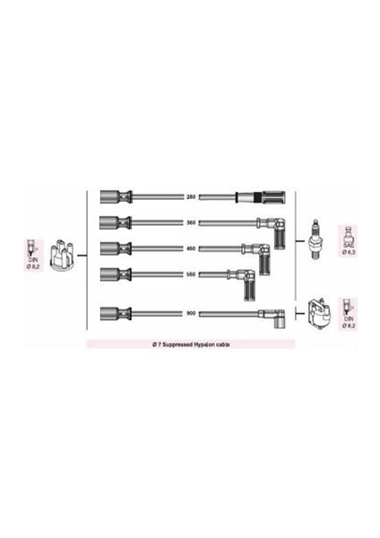 Buji+Bobin Kablosu Fıat Tempra 1.4 Tıpo 1.4 87-93 (Bobin Kab. Uzun)